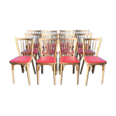 8 chairs Baumann No. 12 red beech skai way