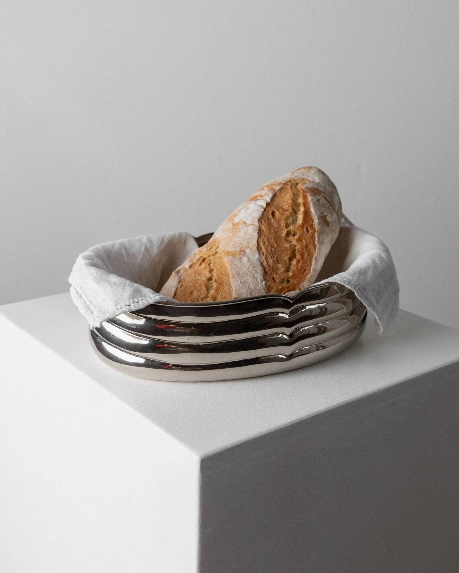 Vintage silver-plated metal bowl with curved relief design, Italy 1960s, elegant appetizer plate