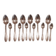 Silver metal cutlery set consisting of 6 soup spoons and 6 small spoons