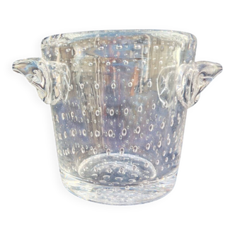 Seau à glaçons, verre épais bullé, Schneider Paris