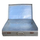 Old large vintage 50s aluminum suitcase