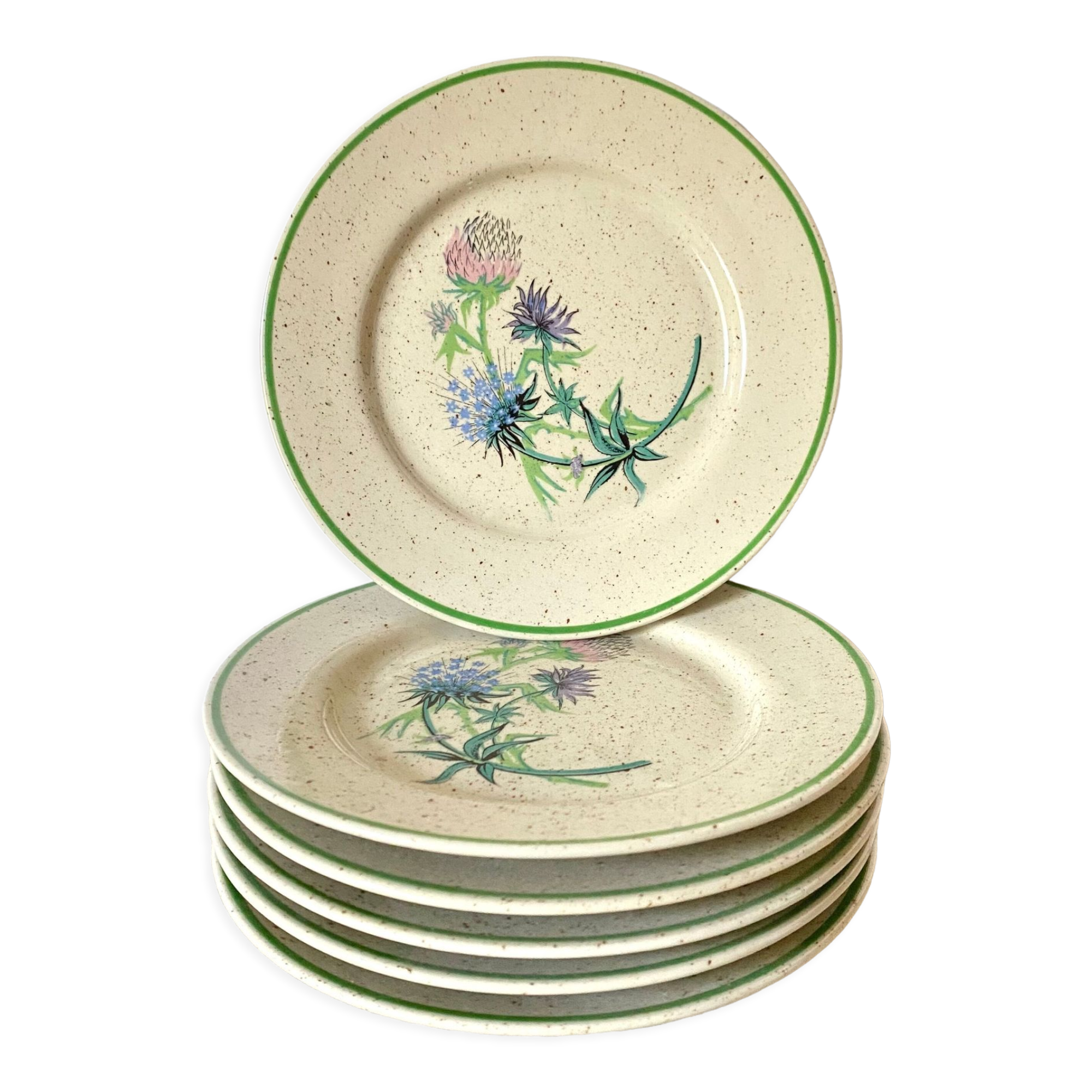 6 floral dessert plates