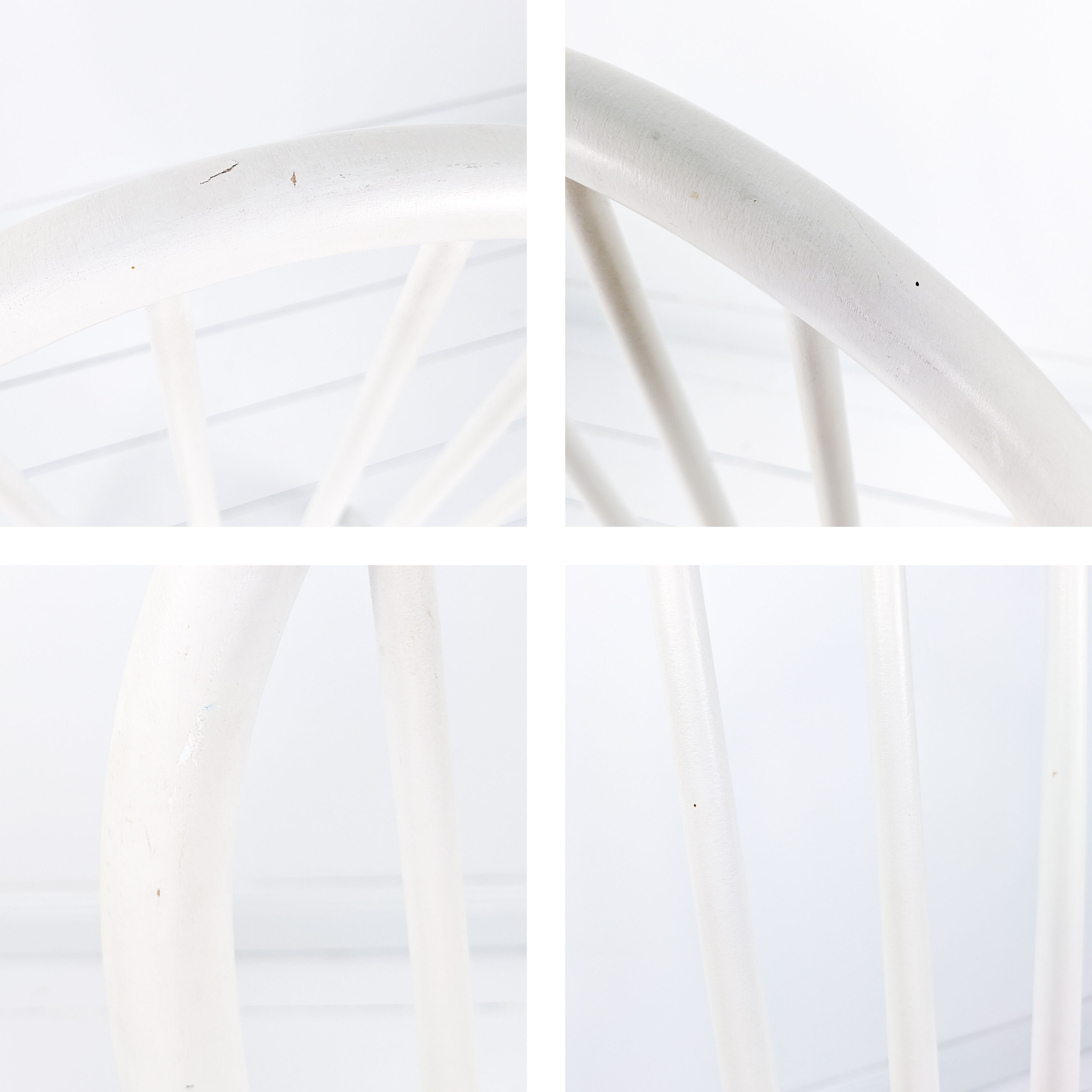 Chaise vintage blanche en bois style Windsor scandinave