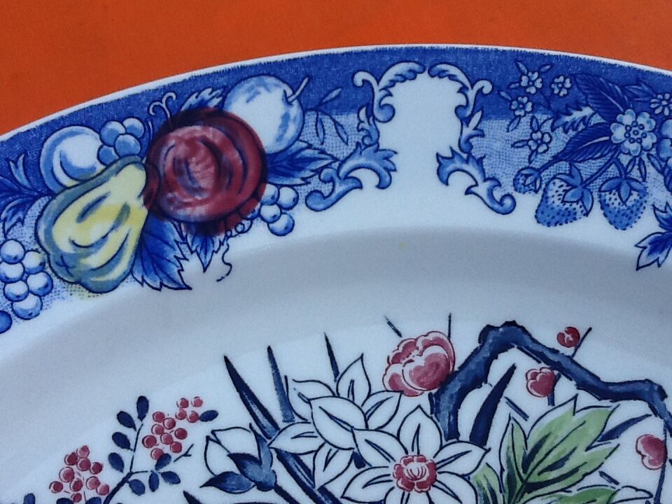 Serving dish Polychrome ceramic Decoration cart of flowers...