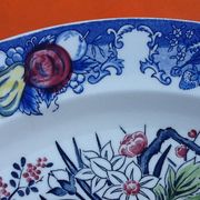 Serving dish Polychrome ceramic Decoration cart of flowers...