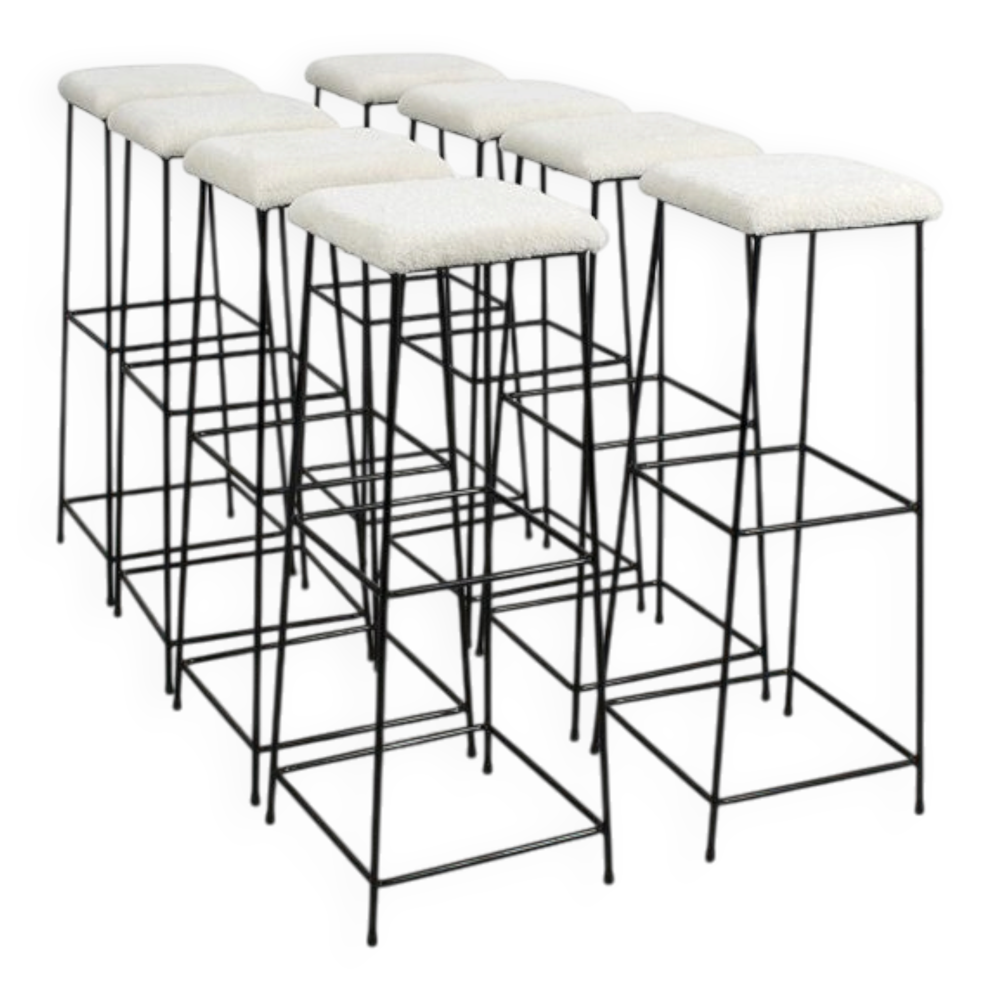 Tabourets de bar vintage hauts, ensemble de 8