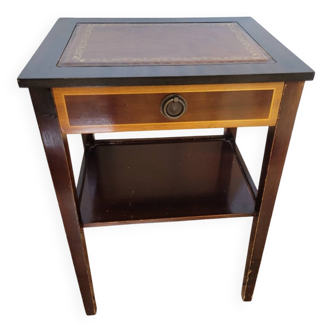 English pedestal table with leather top