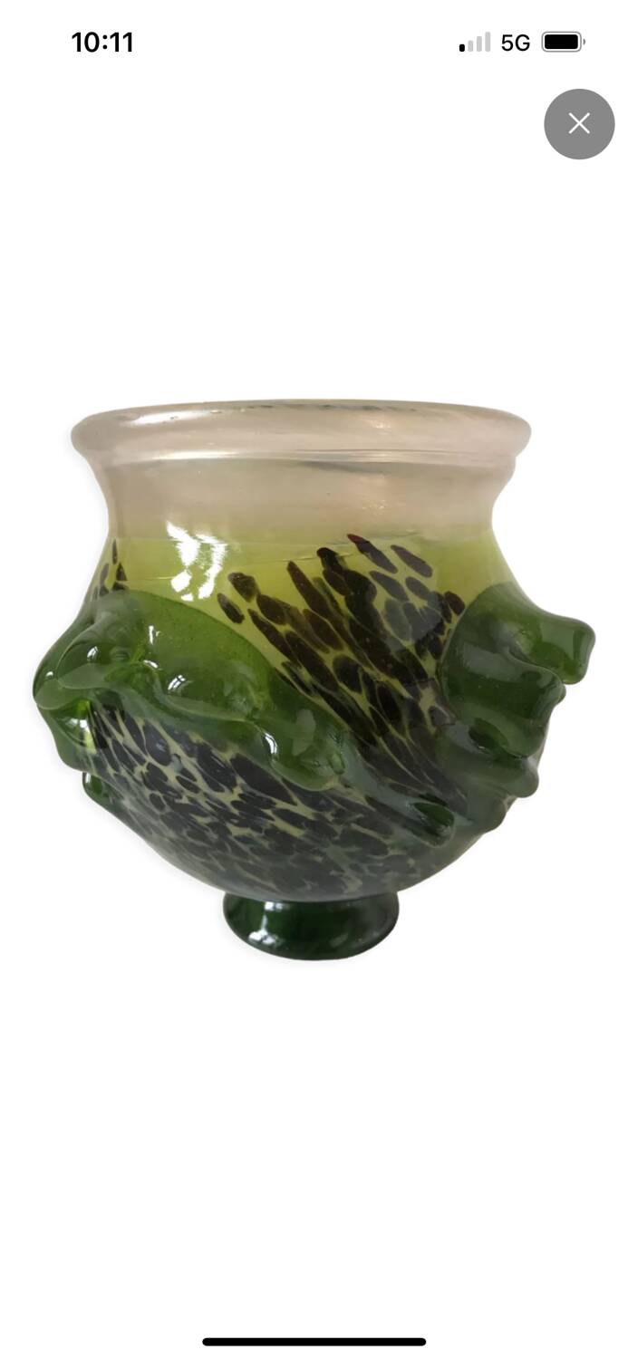 Patrick Lepage blown glass candle holder