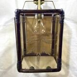 Lantern 1 light bamboo and smoked glasses