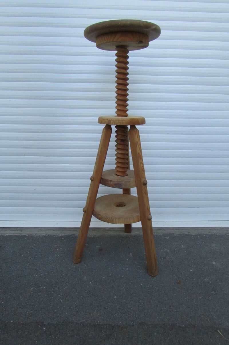 Pine industrial architect's tripod stool