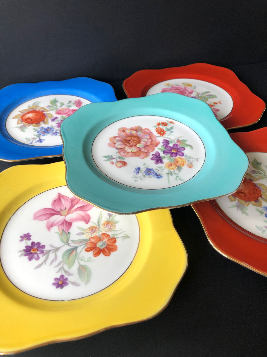 5 antique cookie plates or dessert