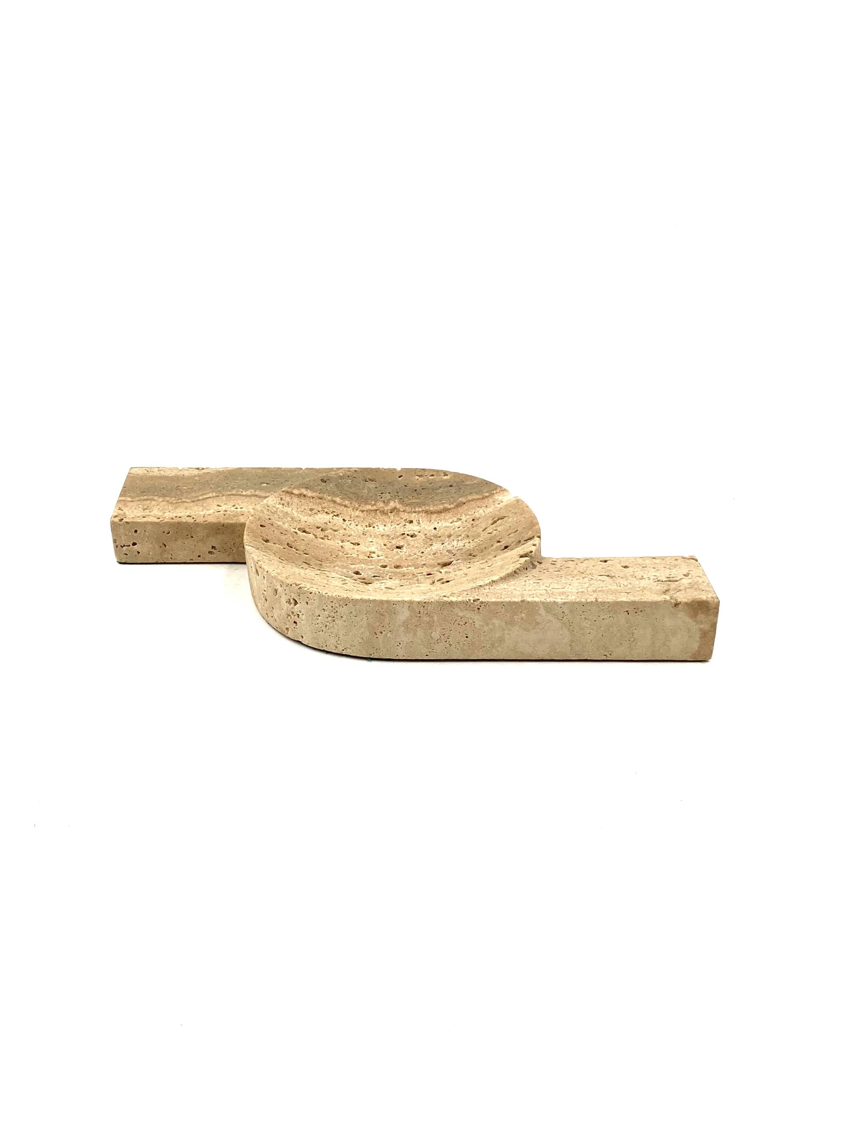 Brutalist travertine ashtray, Cerri Nestore, Italy, 1970s