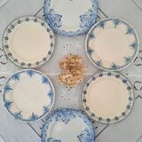 6 assiettes plates anciennes dépareillées terre de fer