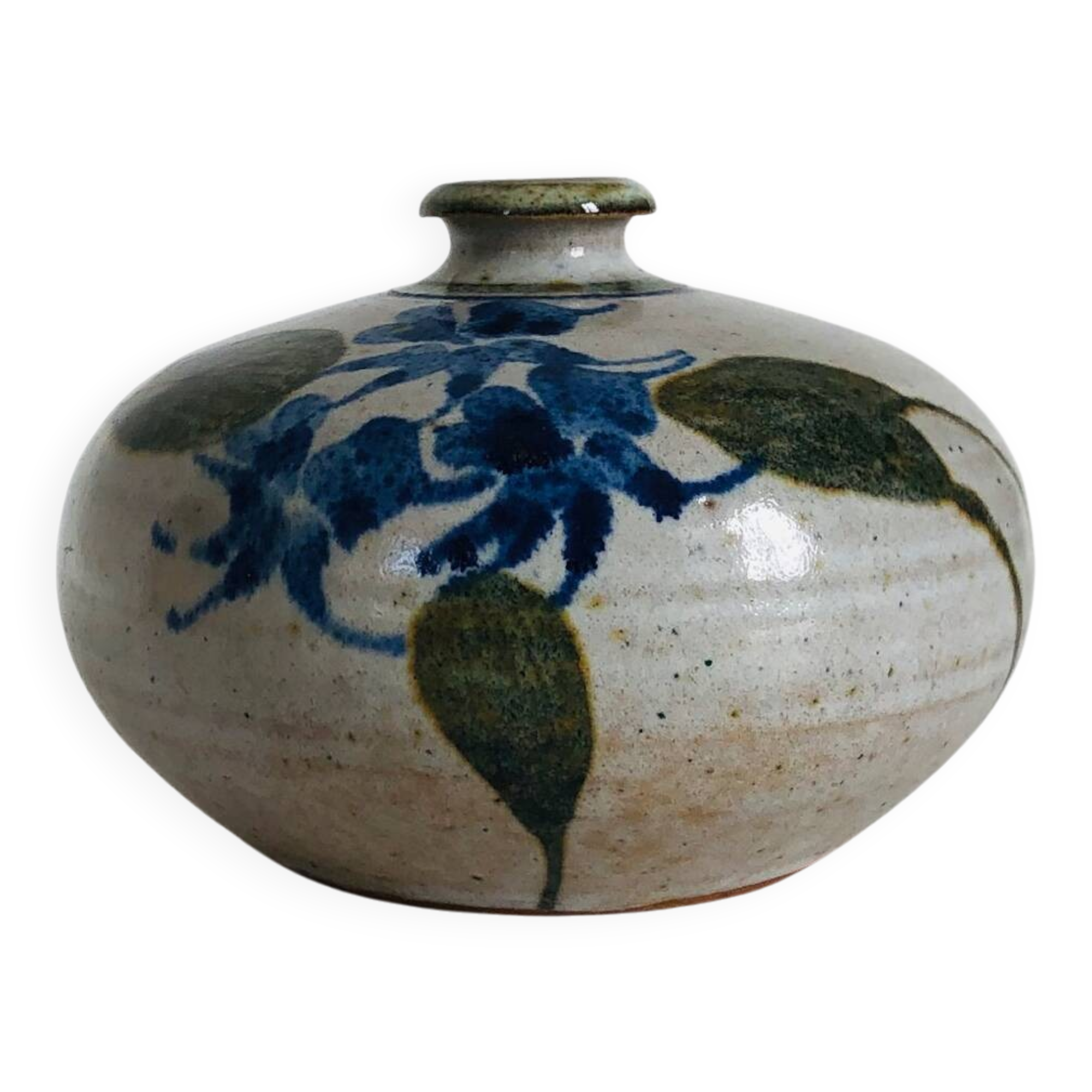 Ceramic bud vase with floral decoration