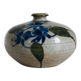 Ceramic bud vase with floral decoration