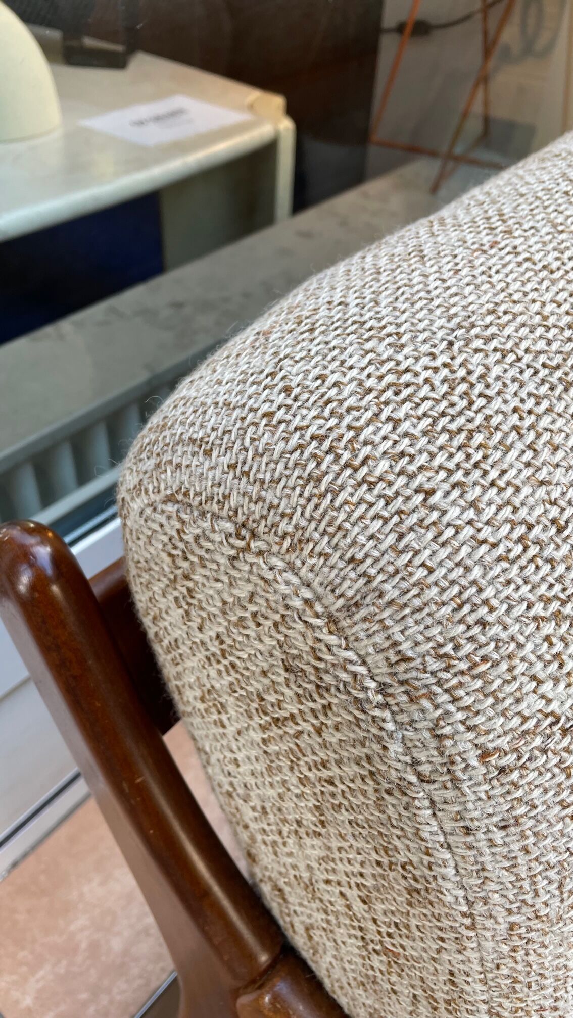 Teak and two-seater wool sofa from the 60s