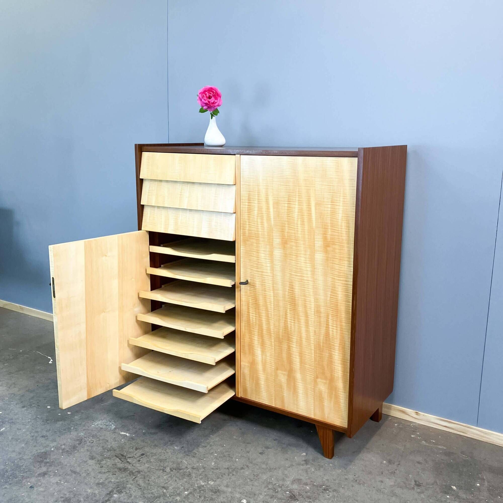 Highboard, striped maple, 1960s