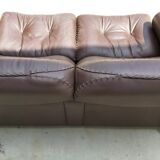 Set of 2 brown leather loveseats by de sede, 1983
