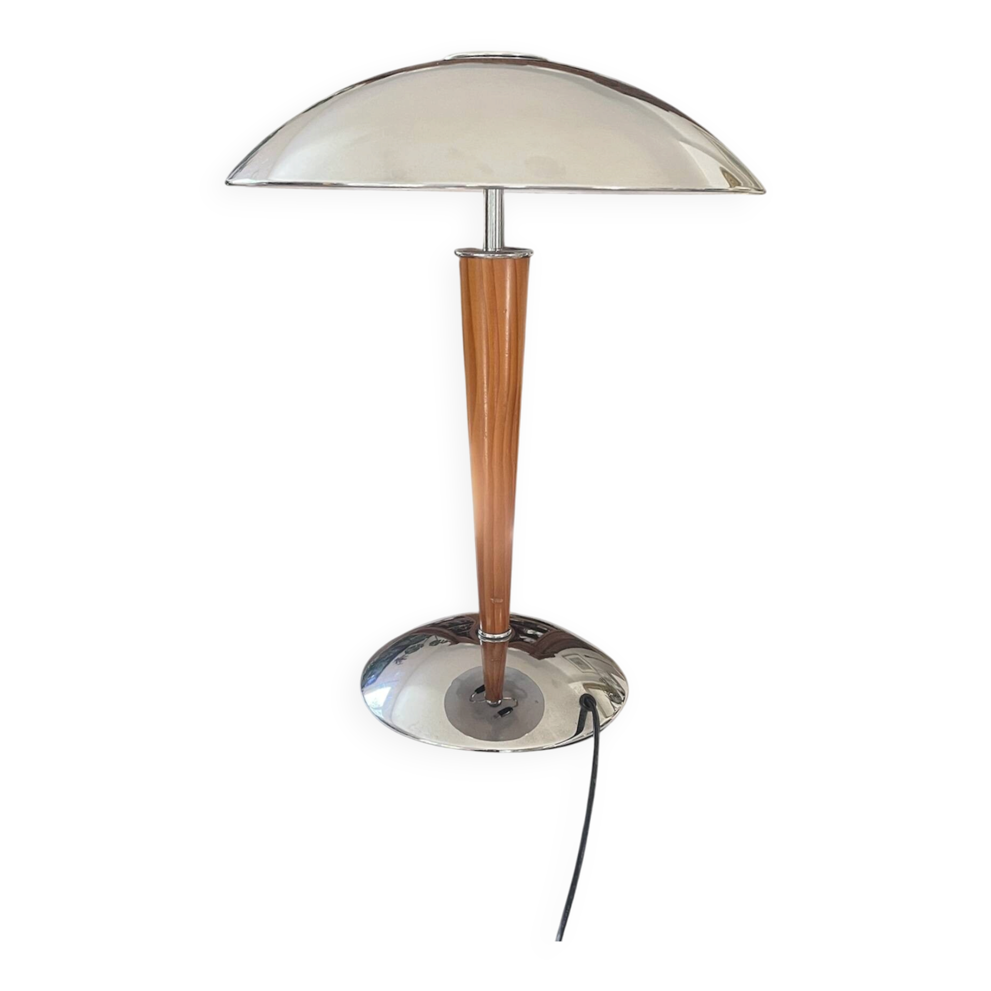 Vintage ship lamp in wood and chrome metal