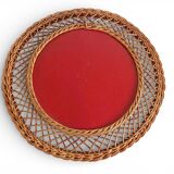Rustic French Provence Wicker Round Mirror, Organic Modern, Handmade, France
