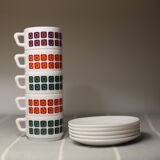 Vintage cups 70s square décor Pop Polka