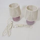 Pair of bedside lamps, rope blinds