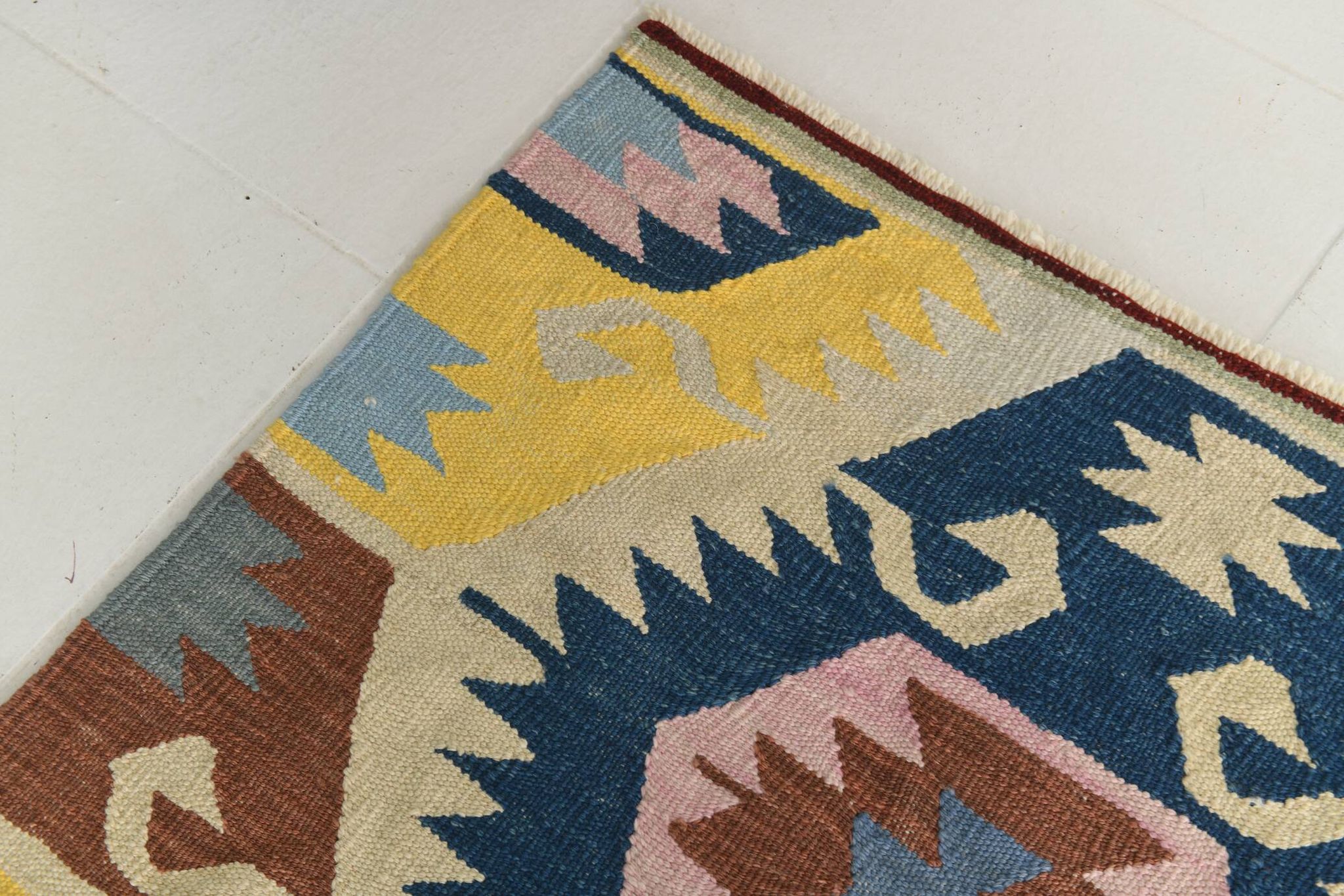 Turkish Geometric Tribal Vintage Kilim Rug, 254x348Cm