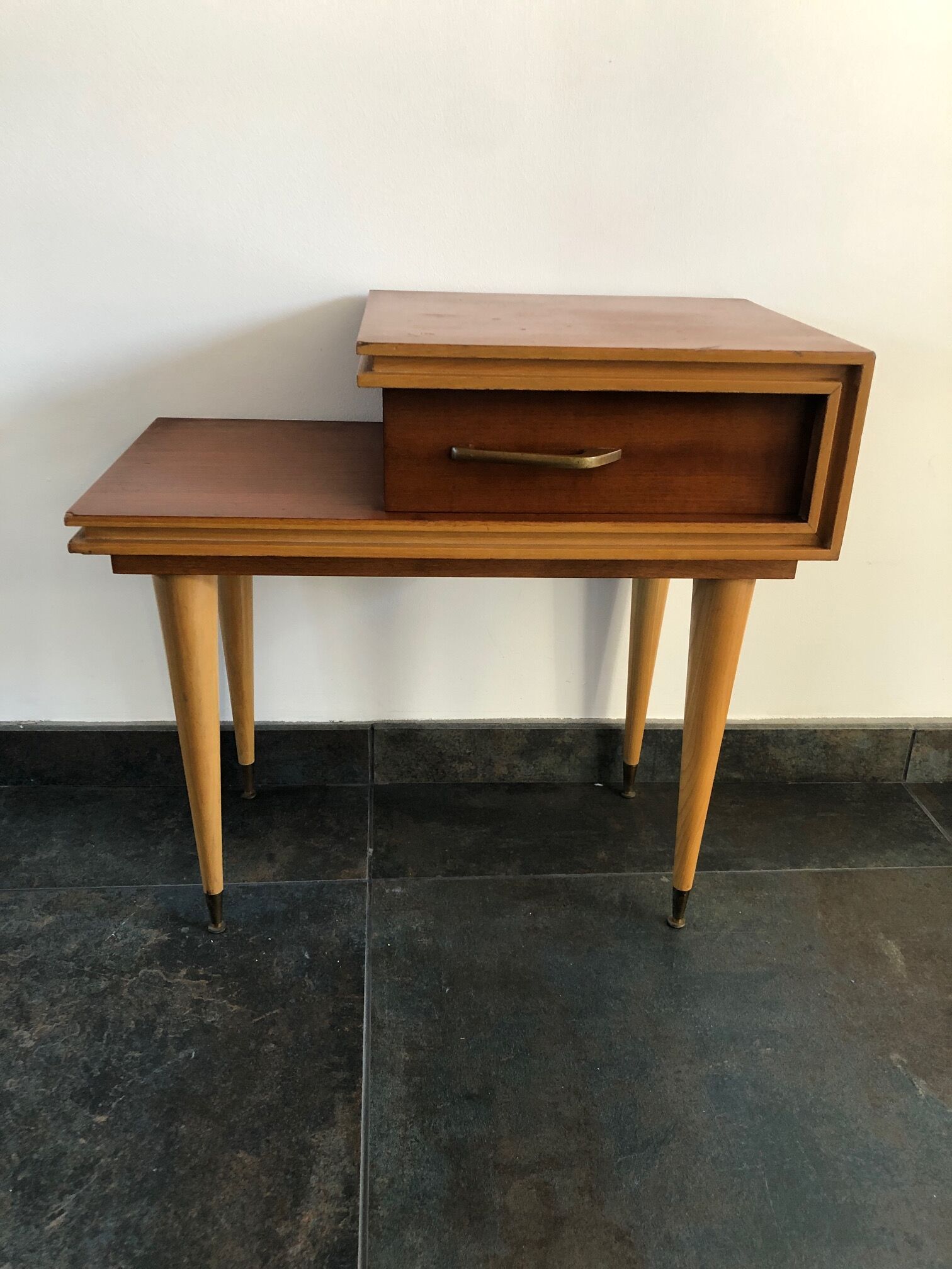 Vintage asymmetrical bedside table