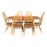 Retro Ercol Planktop Dining Table & Six Windsor Chairs