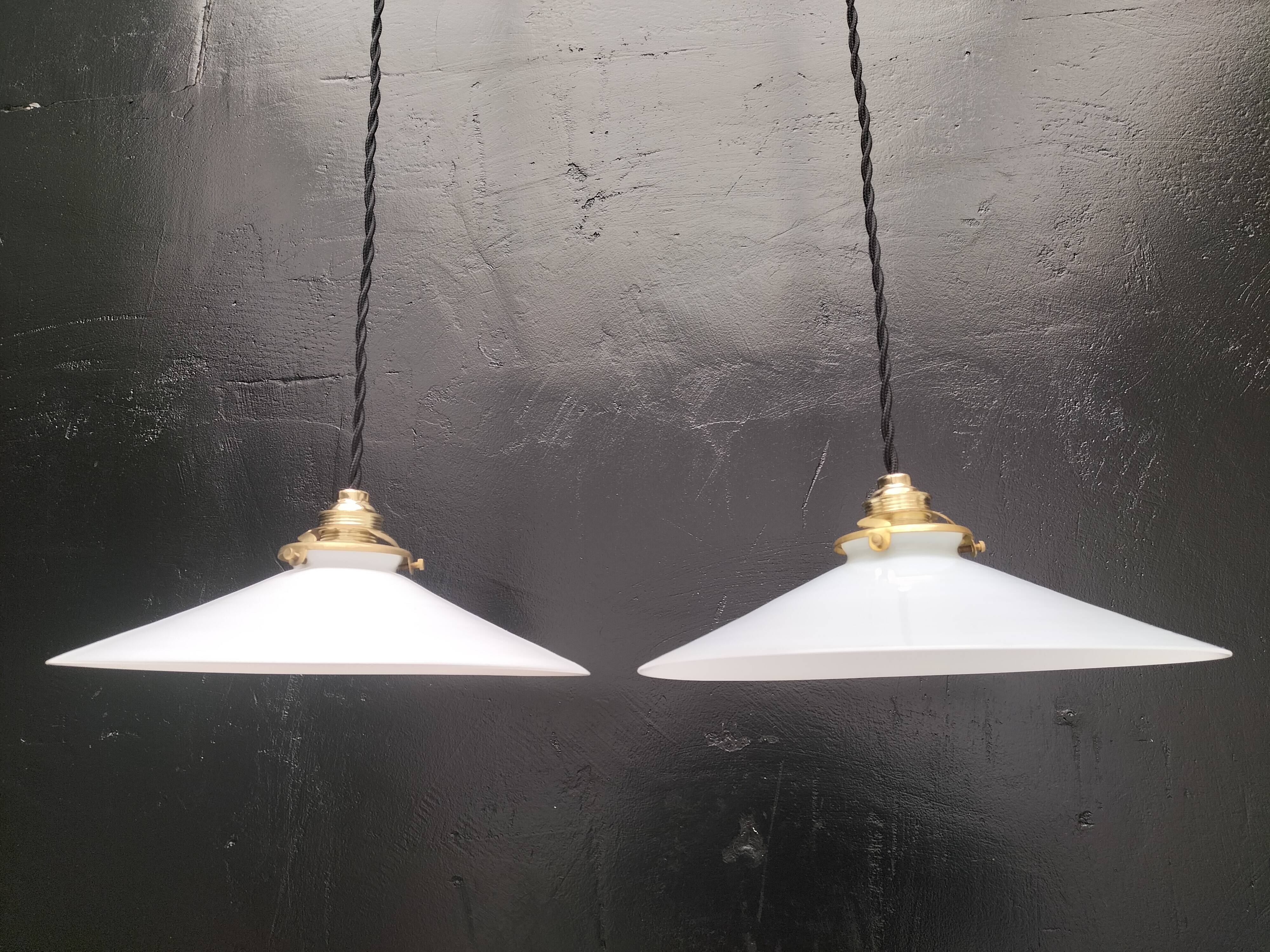 2 opaline pendant lights