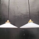 2 opaline pendant lights