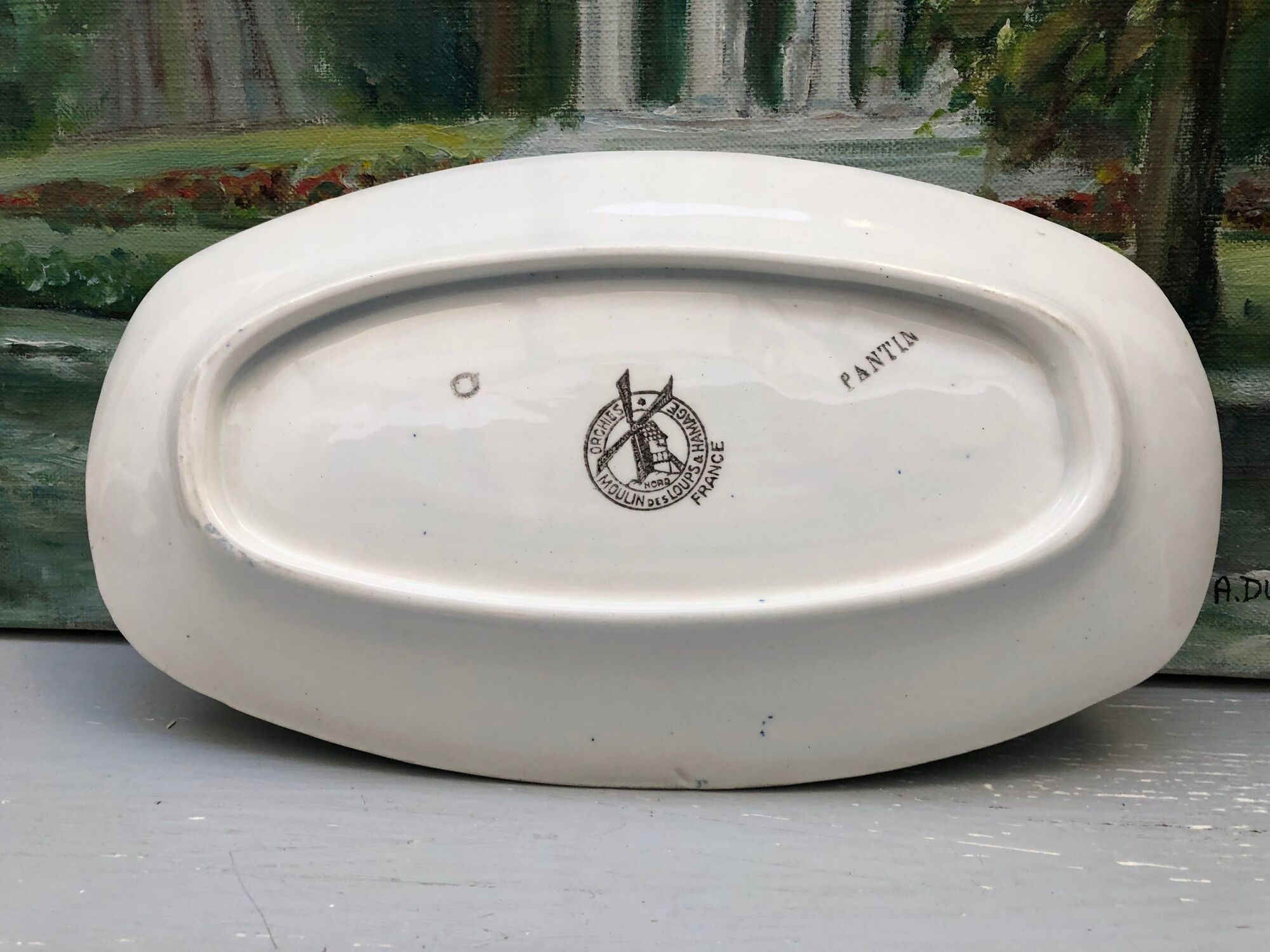 Ravier dish signed Moulin des loups Hamage Orchies Nord France model Pantin