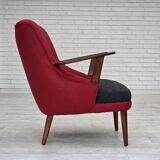 1960s, Danish designed armchair, reupholstered, furniture wool.