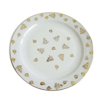 Vintage white and gold plate with leaf patterns