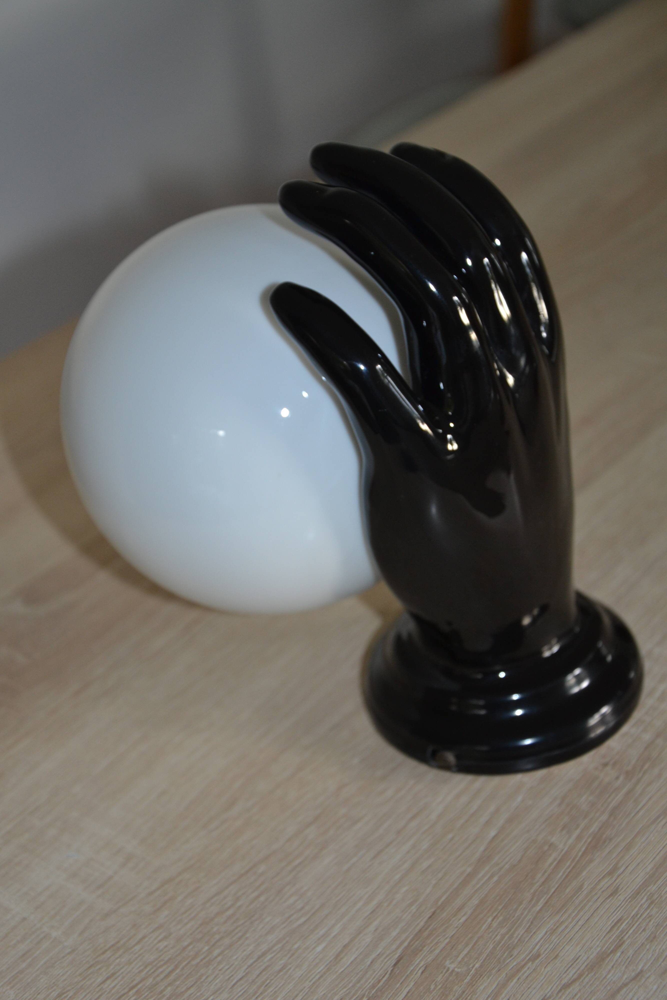 Vintage black opaline globe wall lamp