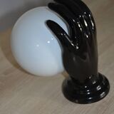 Vintage black opaline globe wall lamp