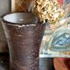 Vase "Diabolo"de potier grès noir émaillé fat-lava vintage