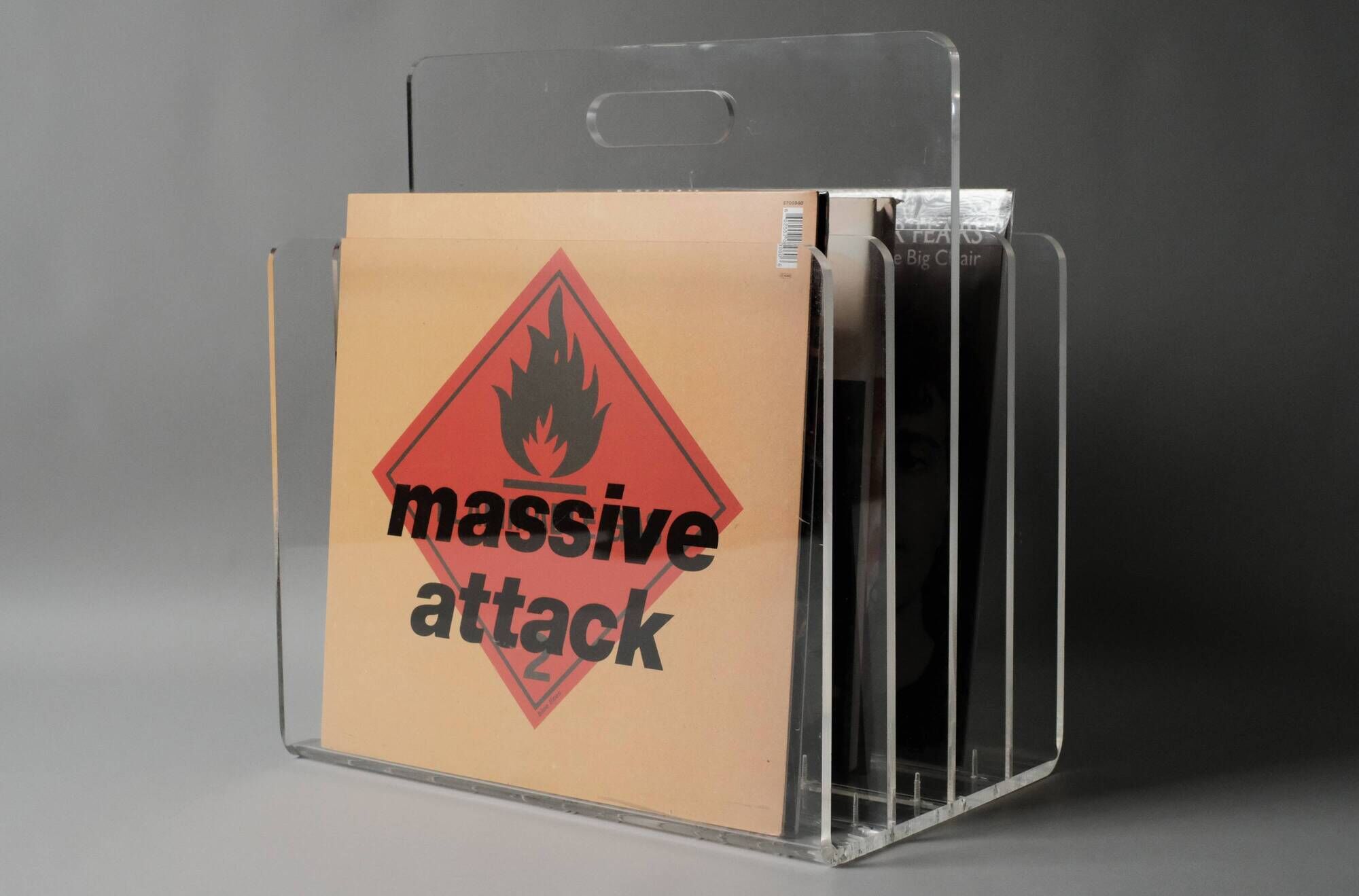 Porte-revues acrylique transparent MCM, années 1970, rangement vinyles