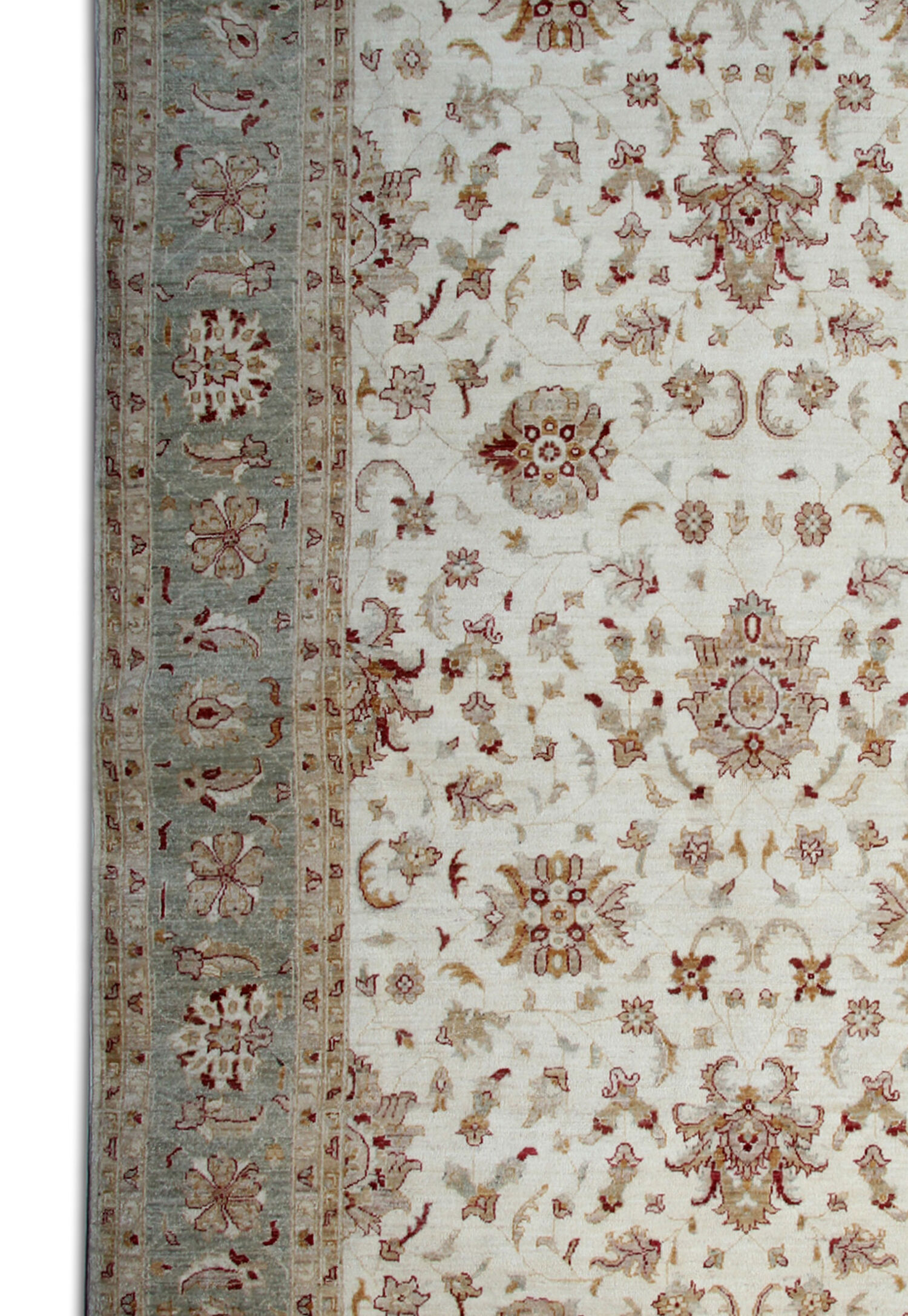 Large Ivory-cream Zielger Rug Handwoven Oriental Floral Carpet 199x292cm