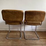 Vintage suede chair pair