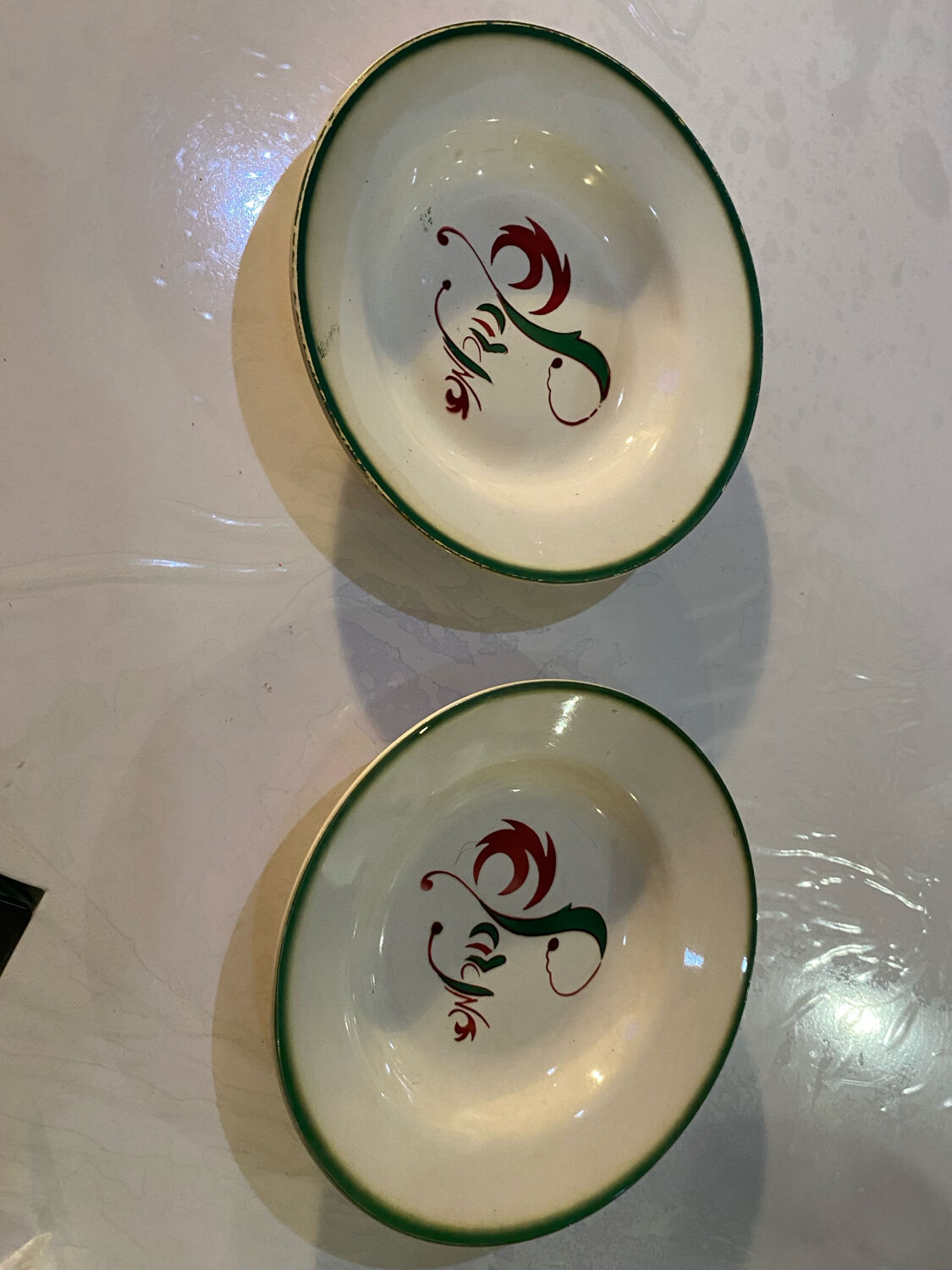 Lot of two antique Digoin Casino deep plates