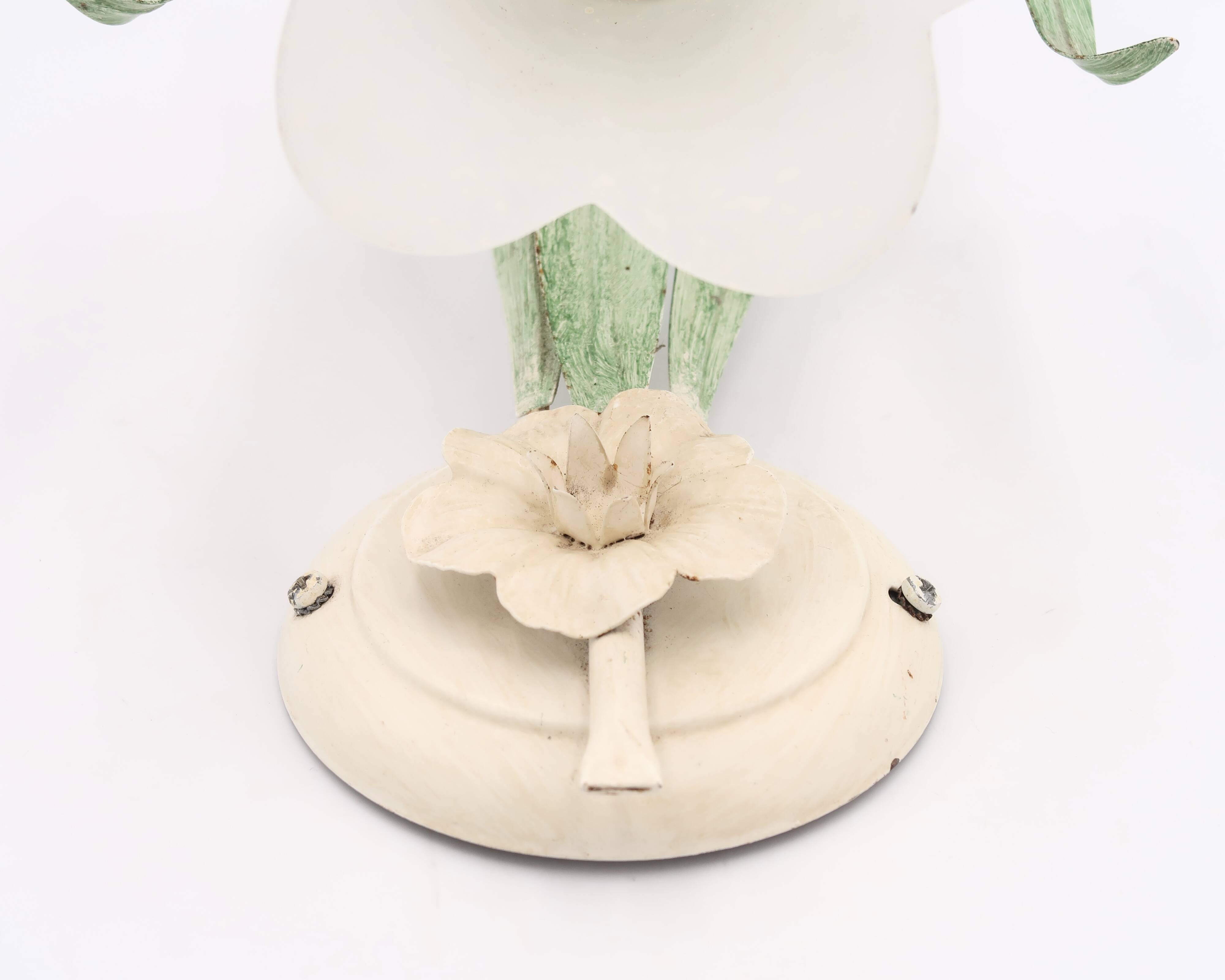 Tulip wall light with leaves and flowers, 80s