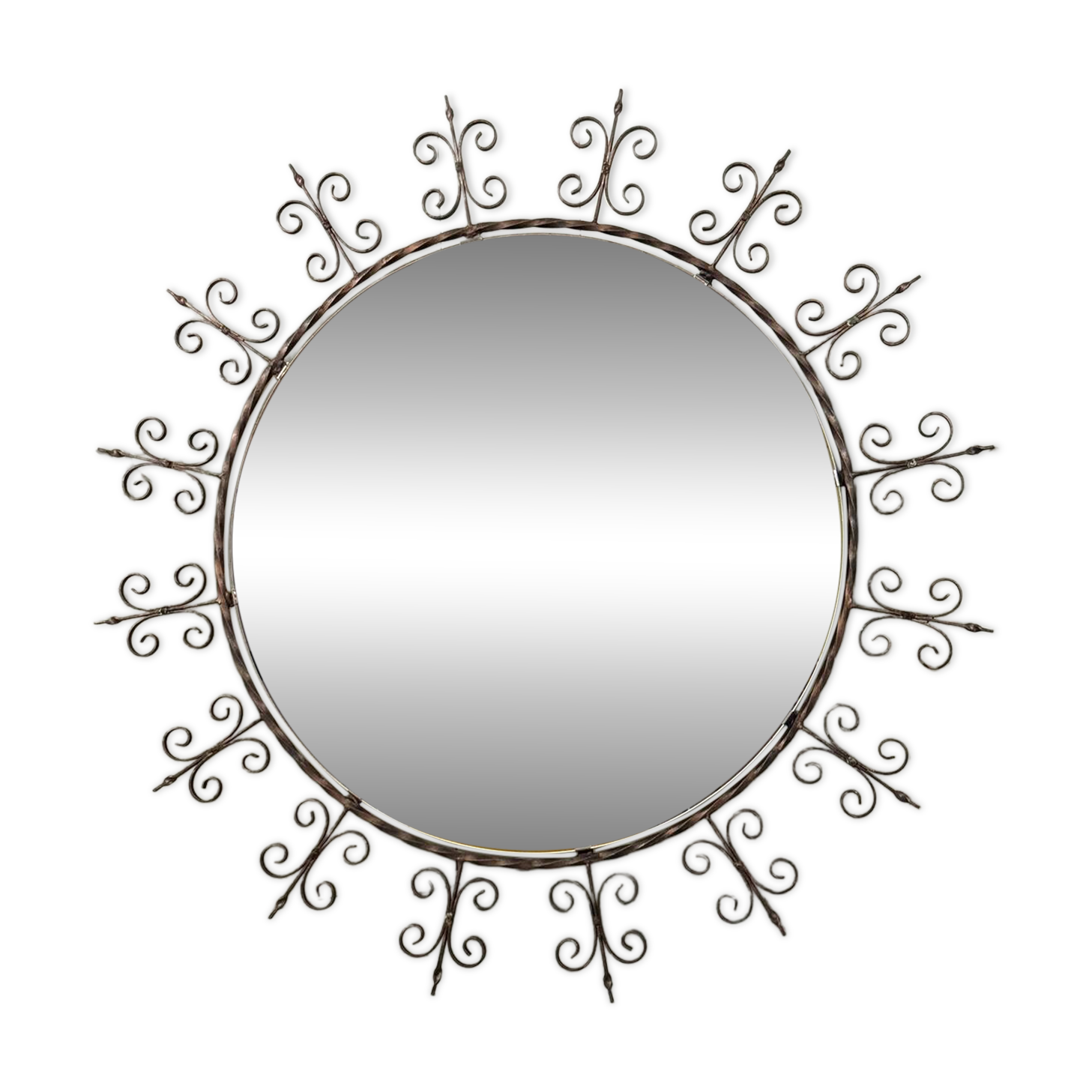 Huge round wrought iron wall mirror 1960’s