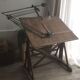 Wooden architect's table and metal movable arm 1950