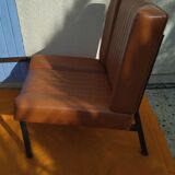 Pair of lounge armchairs, 70s leather