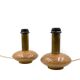 Ensemble de 2 pieds de lampes de table Hollywood Regency en granit rose et laiton, Italie 1970