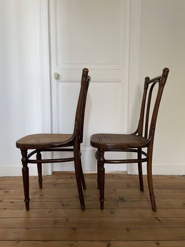Paire de chaises de bistrot en bois courbé Fischel Nr 56