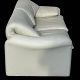 Maralunga White Leather Sofa By Vico Magistretti For Cassina, 1970s No. 2