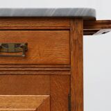Rare pair of Art Nouveau nightstands with copper plaquette by Geo Verbanck,