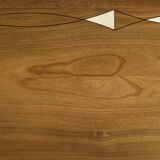 Table Basse Vintage Mid-Century en Acajou, Danemark, avec Motif Peint à la Main par Ole Wanscher